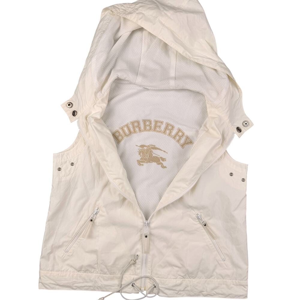 Burberry Hooded Lest Sleeveless White Vintage Vest XS Women